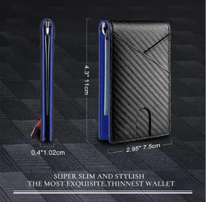 New SDFGH Man Money Clip Carbon Fiber Wallet Genuine Leather Wallet Business Credit Card ID Holders Mini Wallets for Men