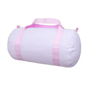 Personalized Seersucker Baby Pink Duffel Bag