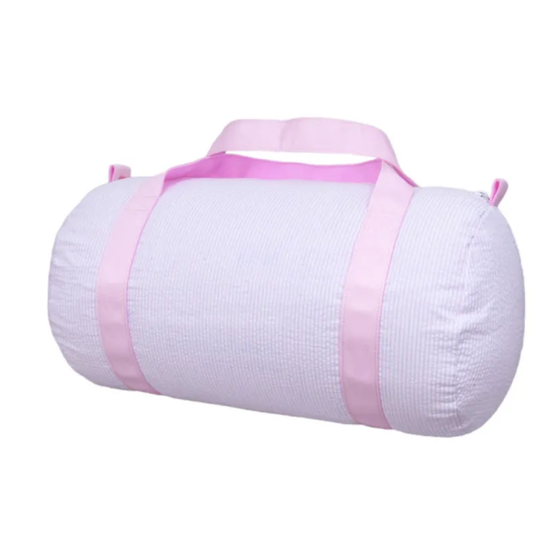 Personalized Seersucker Baby Pink Duffel Bag