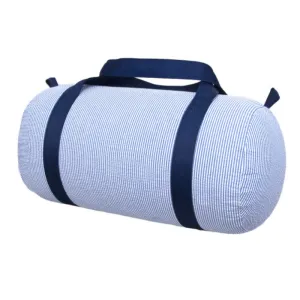 Personalized Seersucker Blue Navy Duffel Bag