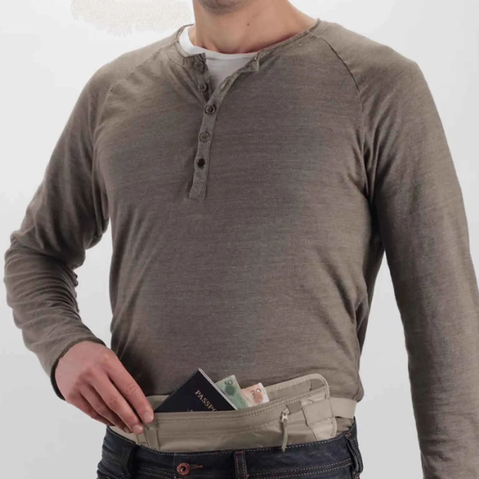 RFID Blocker Money Belt DLX Tan