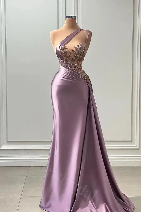 Sexy One shoulder Sleeveless Mermaid Long Prom Dress,PDS1137