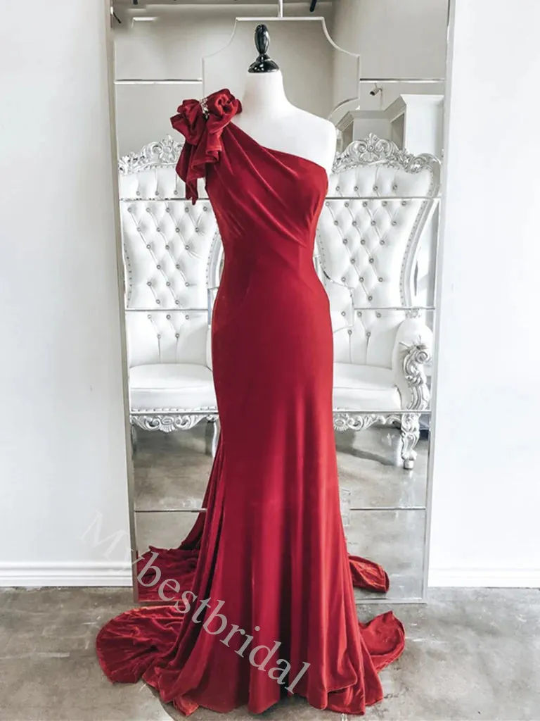 Sexy One Shoulder Sleeveless Mermaid Long Prom Dress,PDS11564