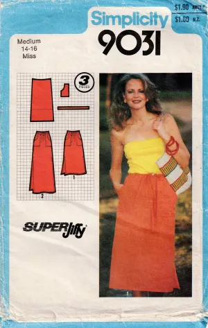 Simplicity 9031 Womens SUPER JIFFY Drawstring Skirts 1970s Vintage Sewing Pattern Size MEDIUM UNCUT Factory Folded