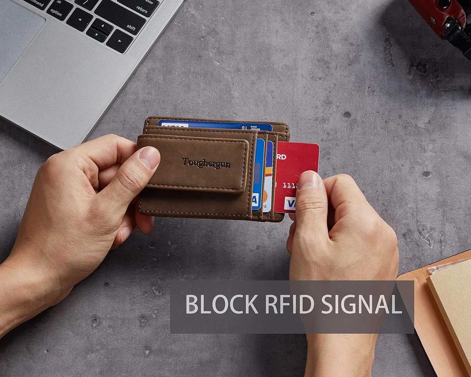 Slim Magnetic Money Clip for Men, RFID Blocking Front Pocket Credit Card Holder