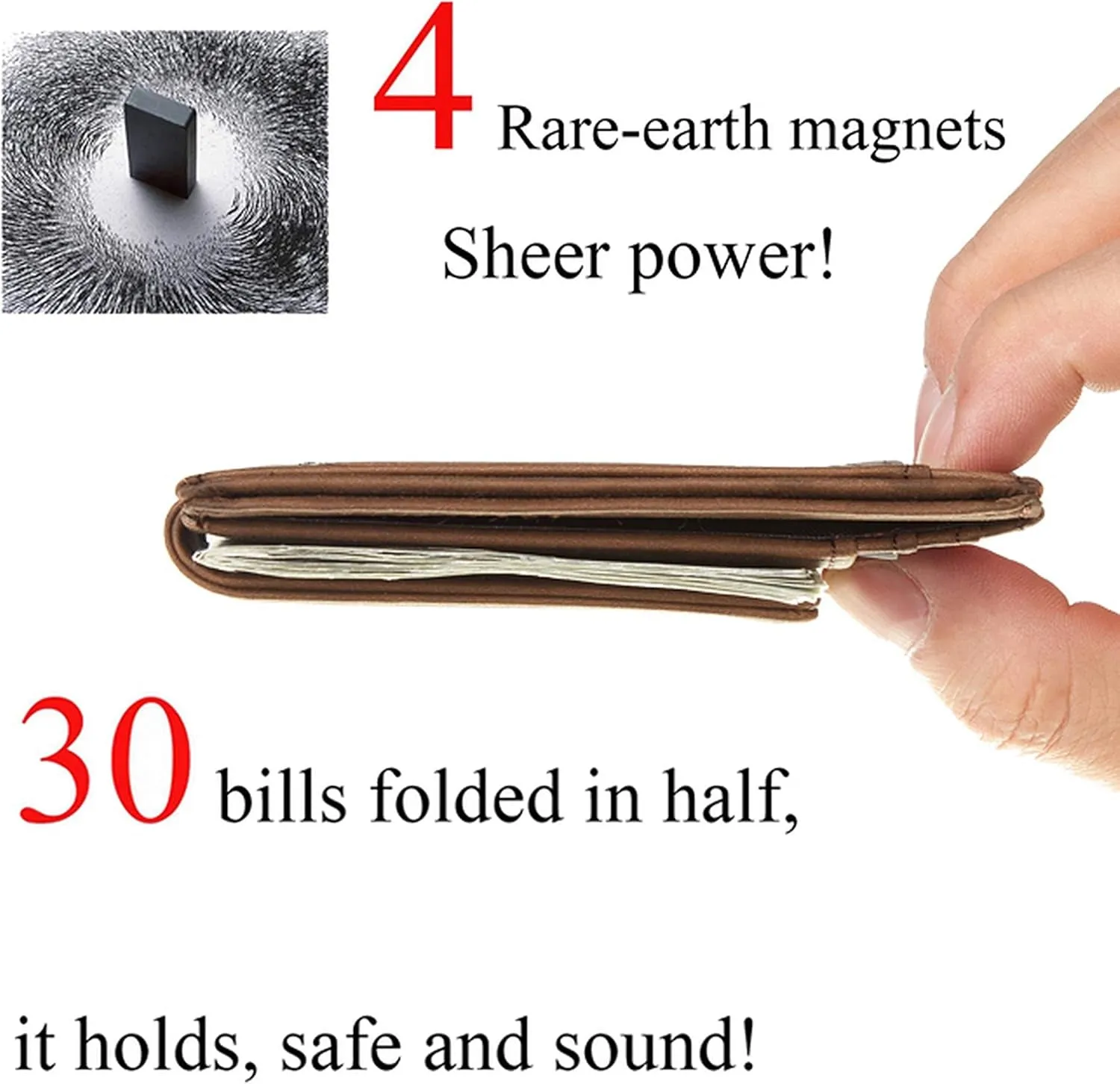 Slim Magnetic Money Clip for Men, RFID Blocking Front Pocket Credit Card Holder