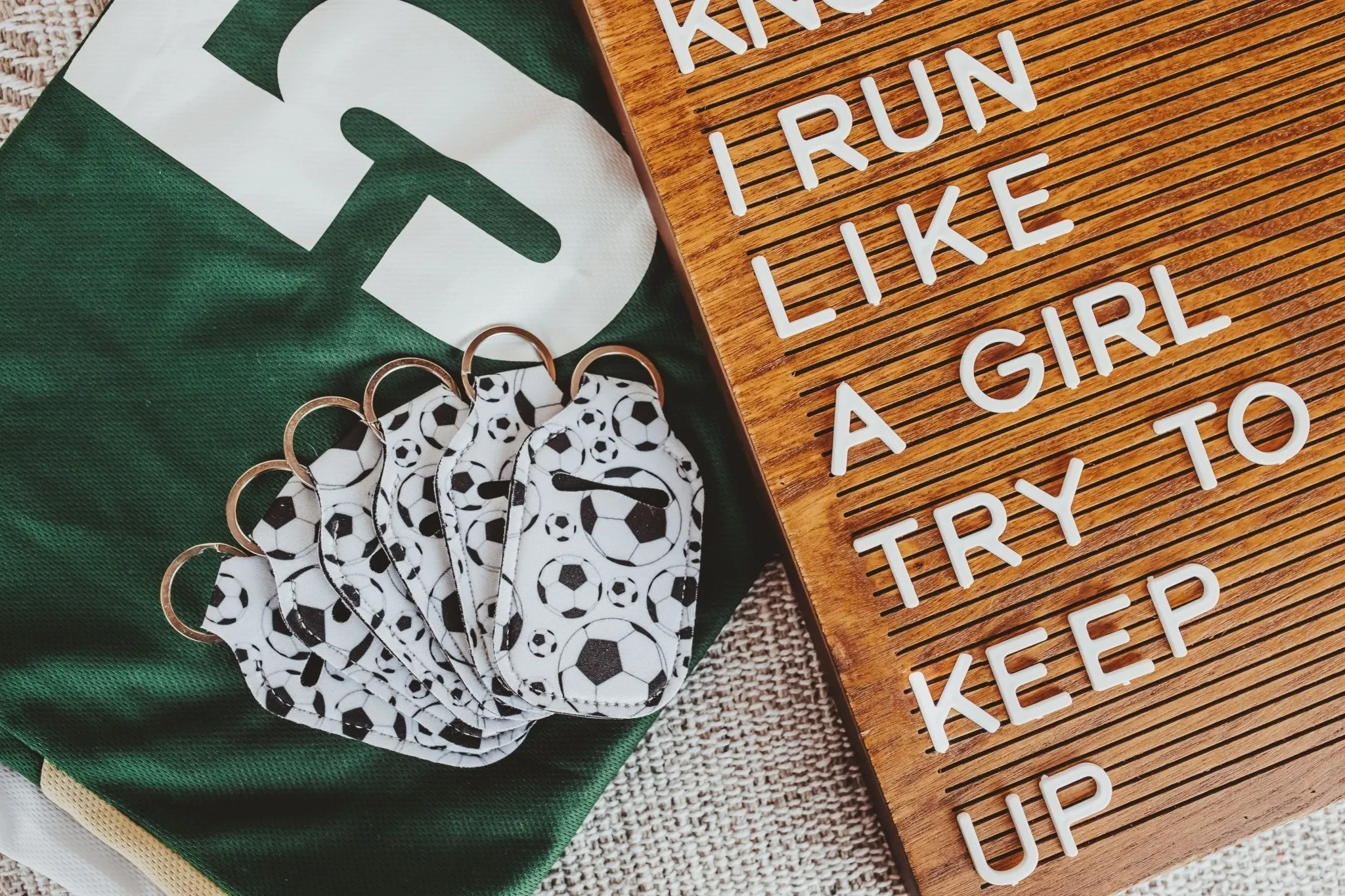 Soccer Team Gifts Hand Sanitizer Holder for Backpack Kids Keychain - Pack of 6