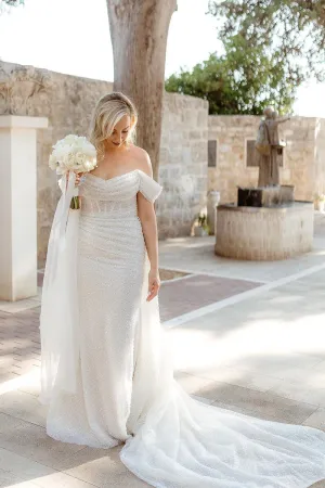 Sparkly  Mermaid Off the Shoulder Sequins Wedding Dresses
