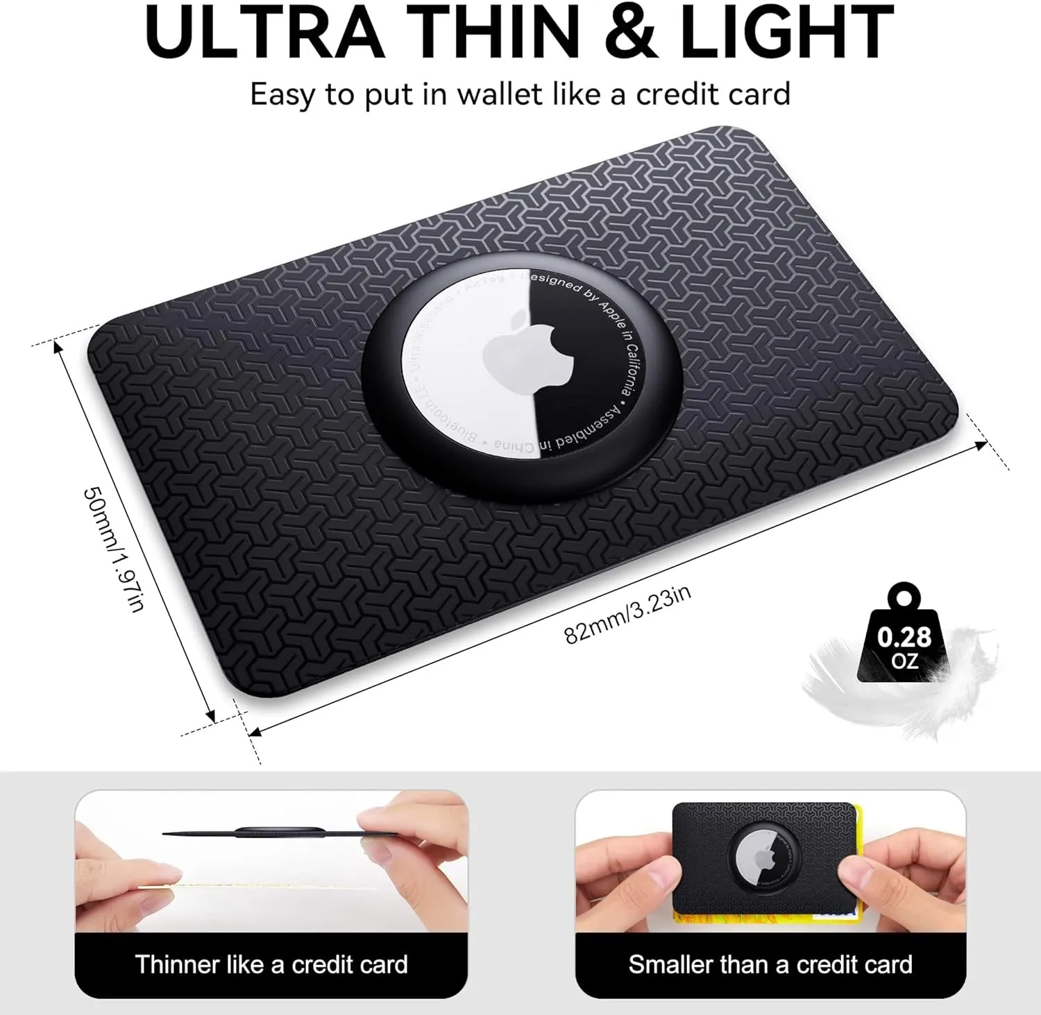 Thin Airtag Wallet Card Case 2 Pack - AirTag not included
