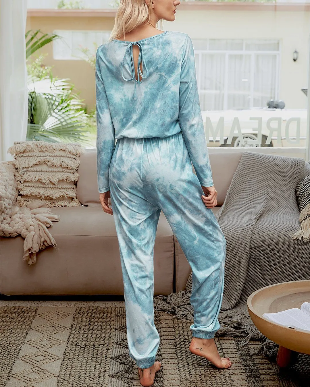 Tie-Dyed Cozy Jumpsuit - Sunny Blue