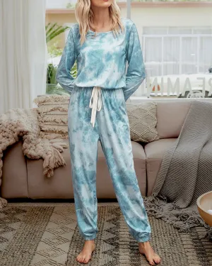 Tie-Dyed Cozy Jumpsuit - Sunny Blue