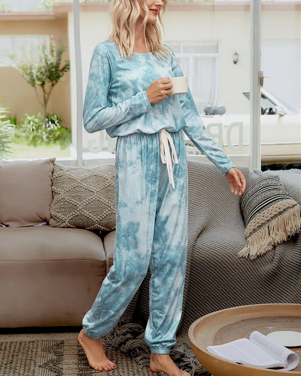 Tie-Dyed Cozy Jumpsuit - Sunny Blue