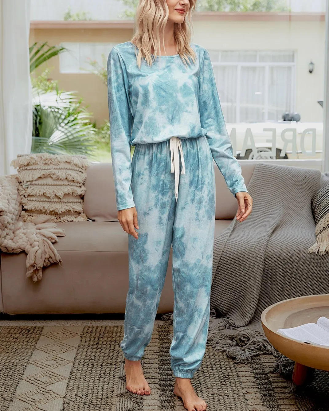 Tie-Dyed Cozy Jumpsuit - Sunny Blue