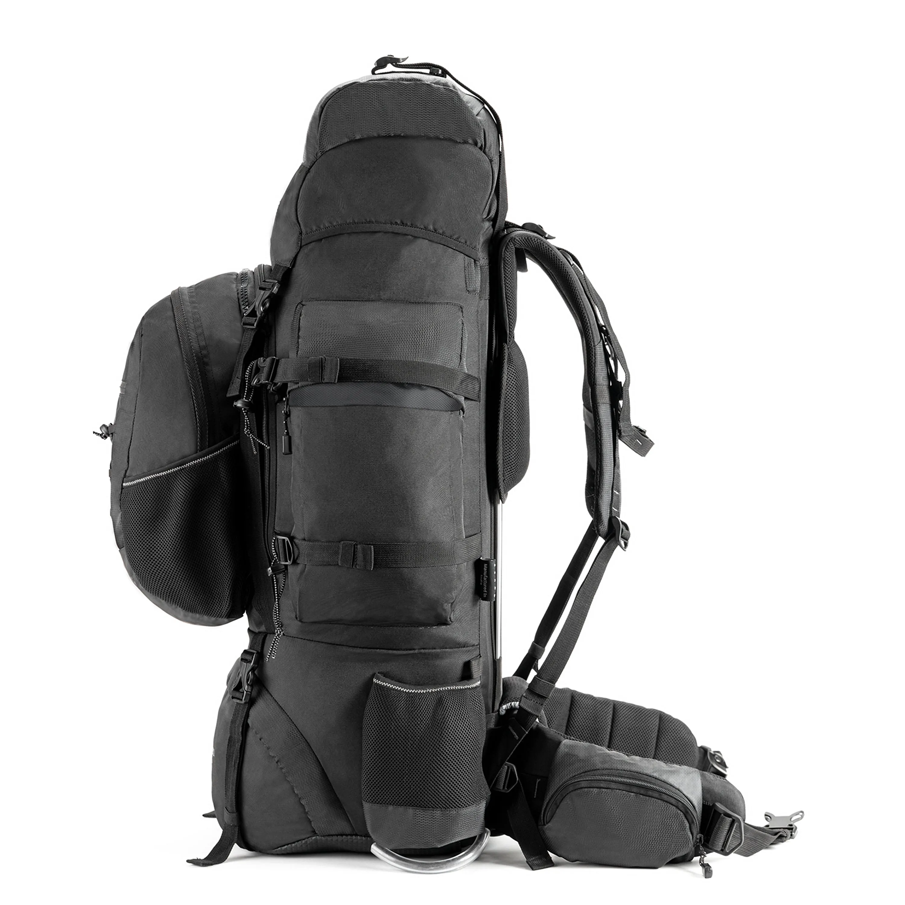 Tripole Colonel Pro Metal Frame Rucksack with Detachable Day Pack and Rain Cover for Trekking and Travelling | 5 Year Warranty (105 Ltr, Black)