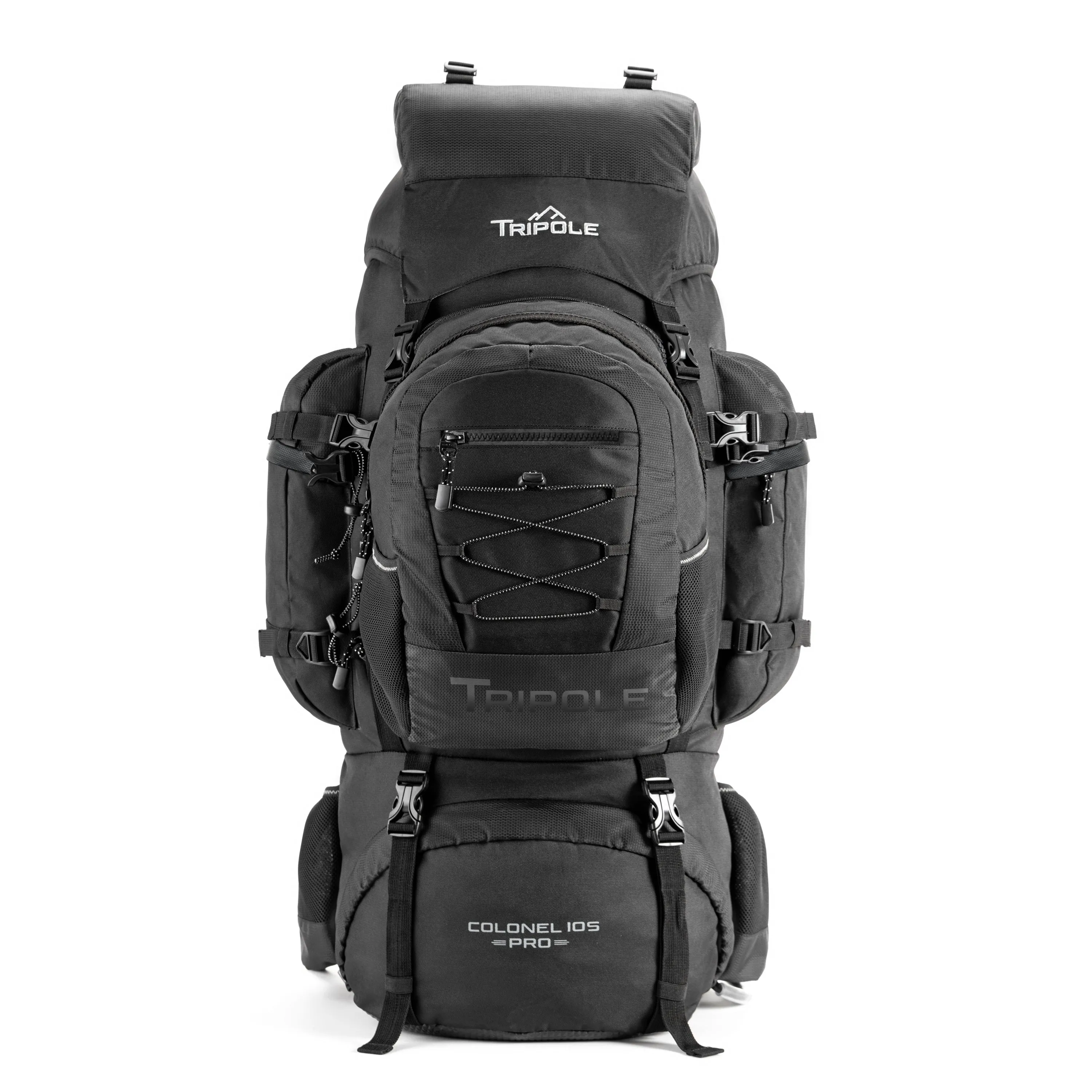 Tripole Colonel Pro Metal Frame Rucksack with Detachable Day Pack and Rain Cover for Trekking and Travelling | 5 Year Warranty (105 Ltr, Black)
