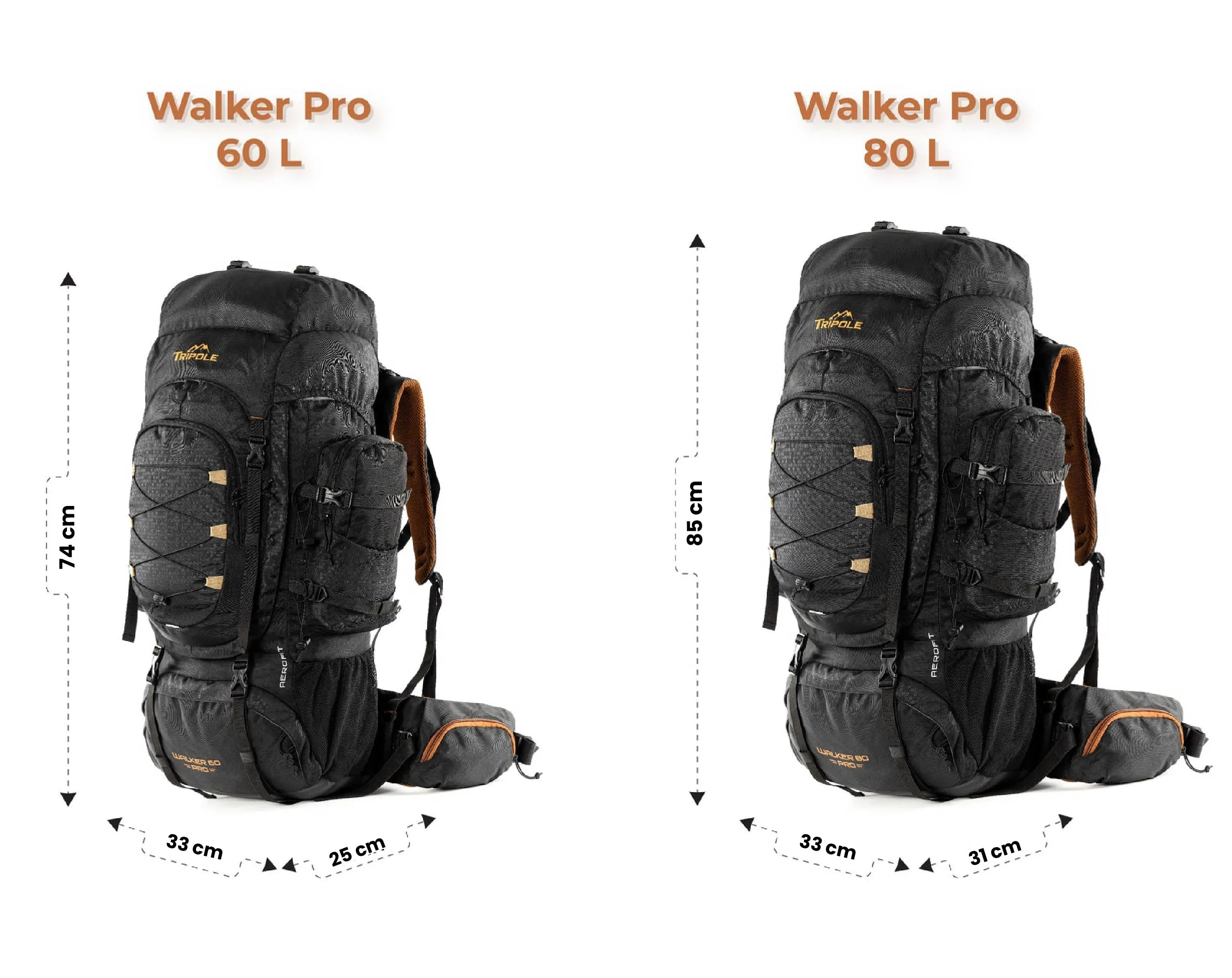 Tripole Walker Pro Metal Frame Rucksack with Rain Cover for Trekking & Travel | Front Opening | Laptop Sleeve | Men & Women| 5 Year Warranty | 60 Litre Blue