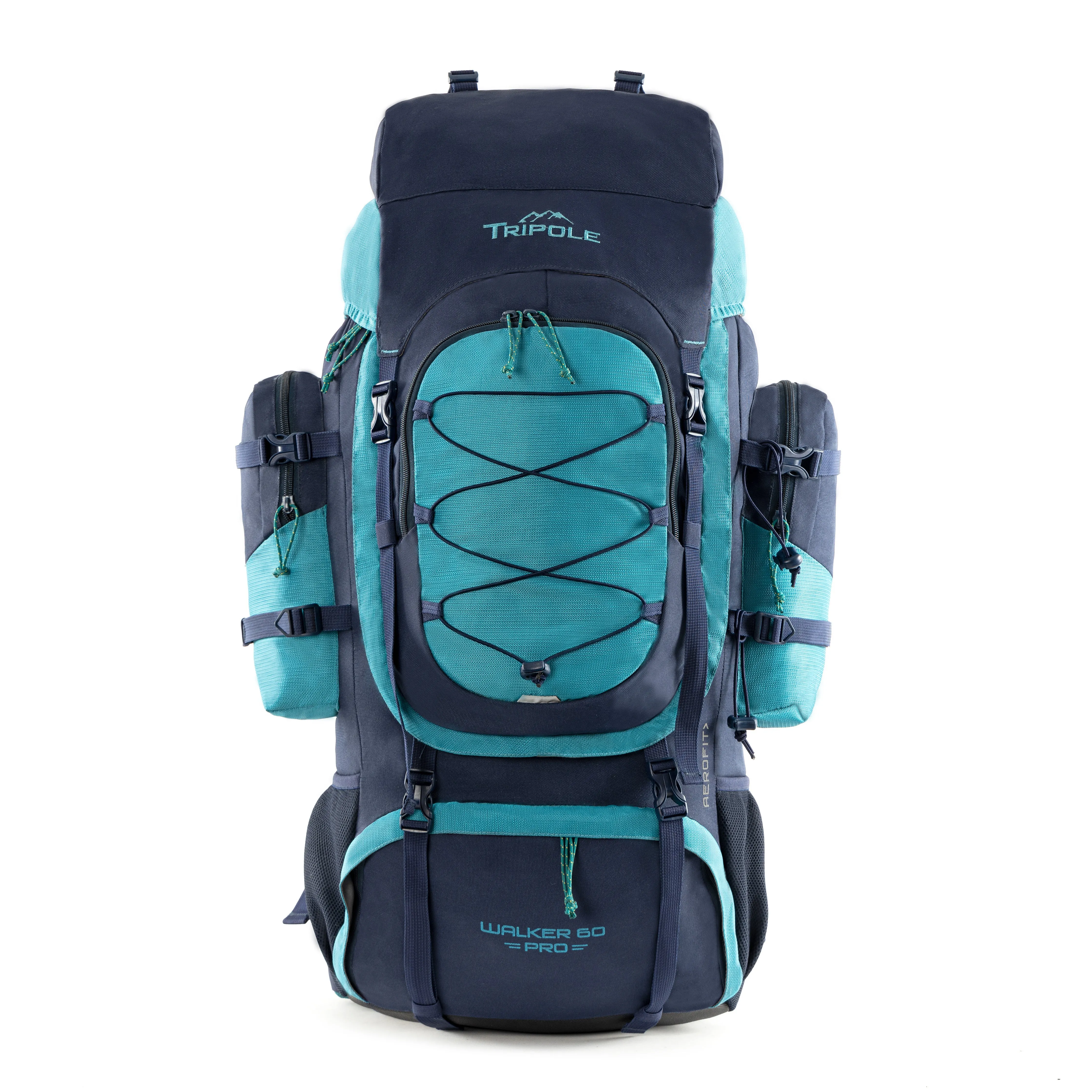 Tripole Walker Pro Metal Frame Rucksack with Rain Cover for Trekking & Travel | Front Opening | Laptop Sleeve | Men & Women| 5 Year Warranty | 60 Litre Blue