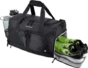 Ultimate Gym Bag 2.0: the Durable Crowdsource Designed Duffel Bag with 10 Optimal Compartments Including Water Resistant Pouch (Black, Medium (20"))