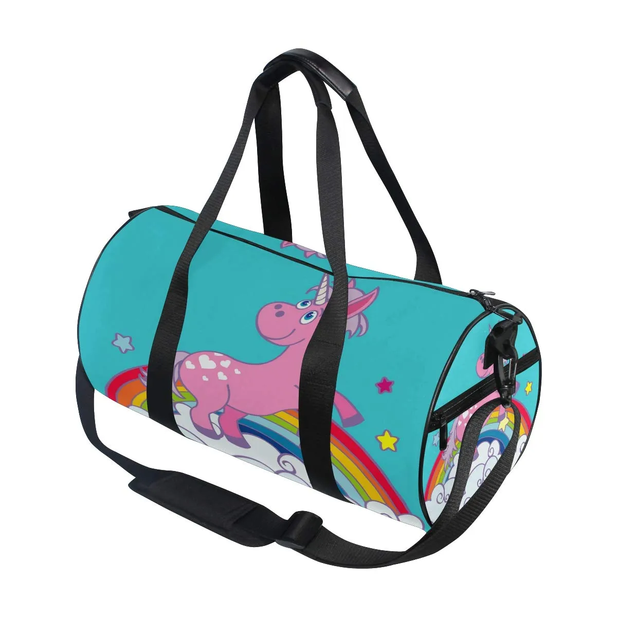 Unicorn On Rainbow Duffel Bag,Canvas Travel Bag for Gym Sports and Overnight