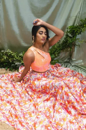 VARI Neon Sequin Lehenga Top