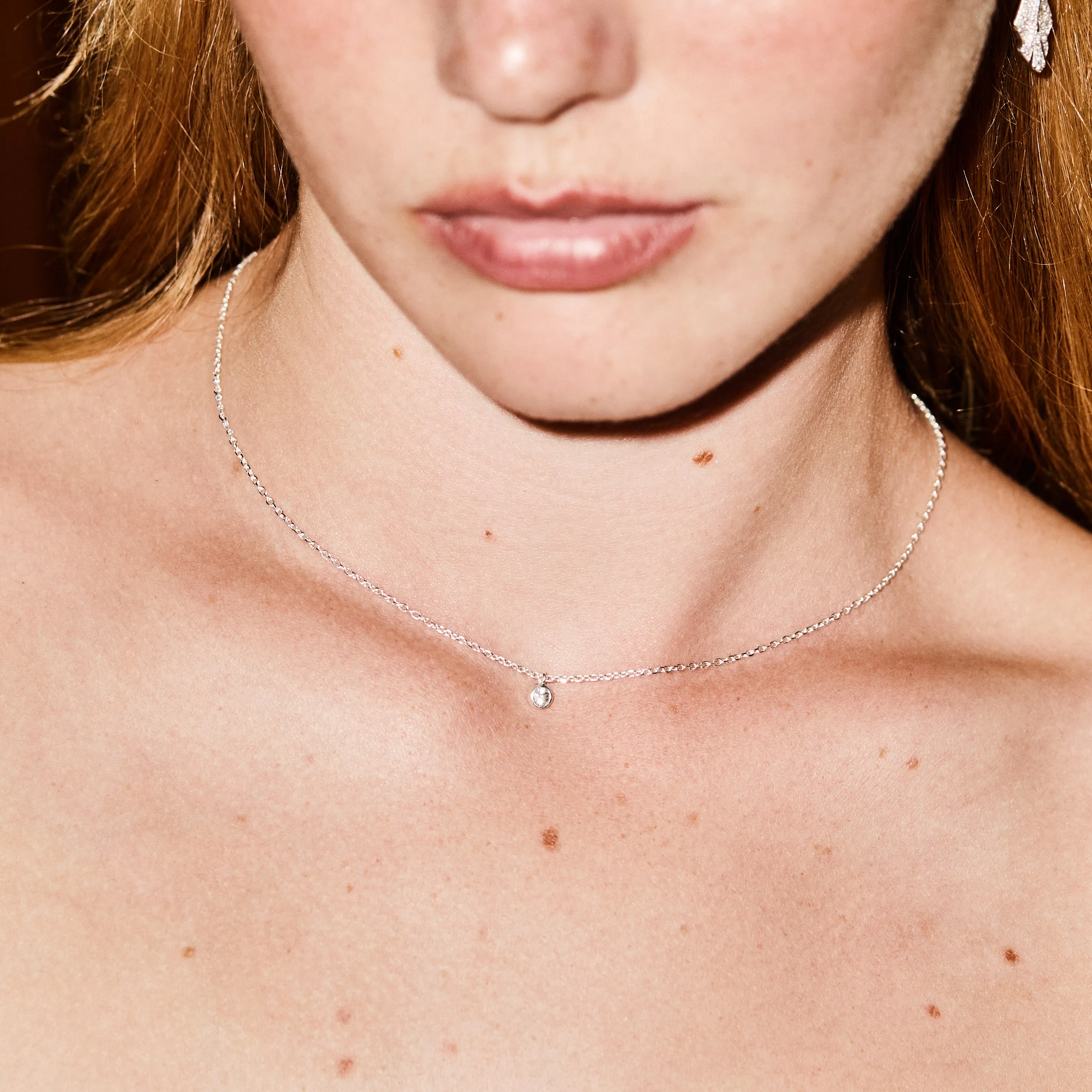 White Sapphire Solitaire Necklace