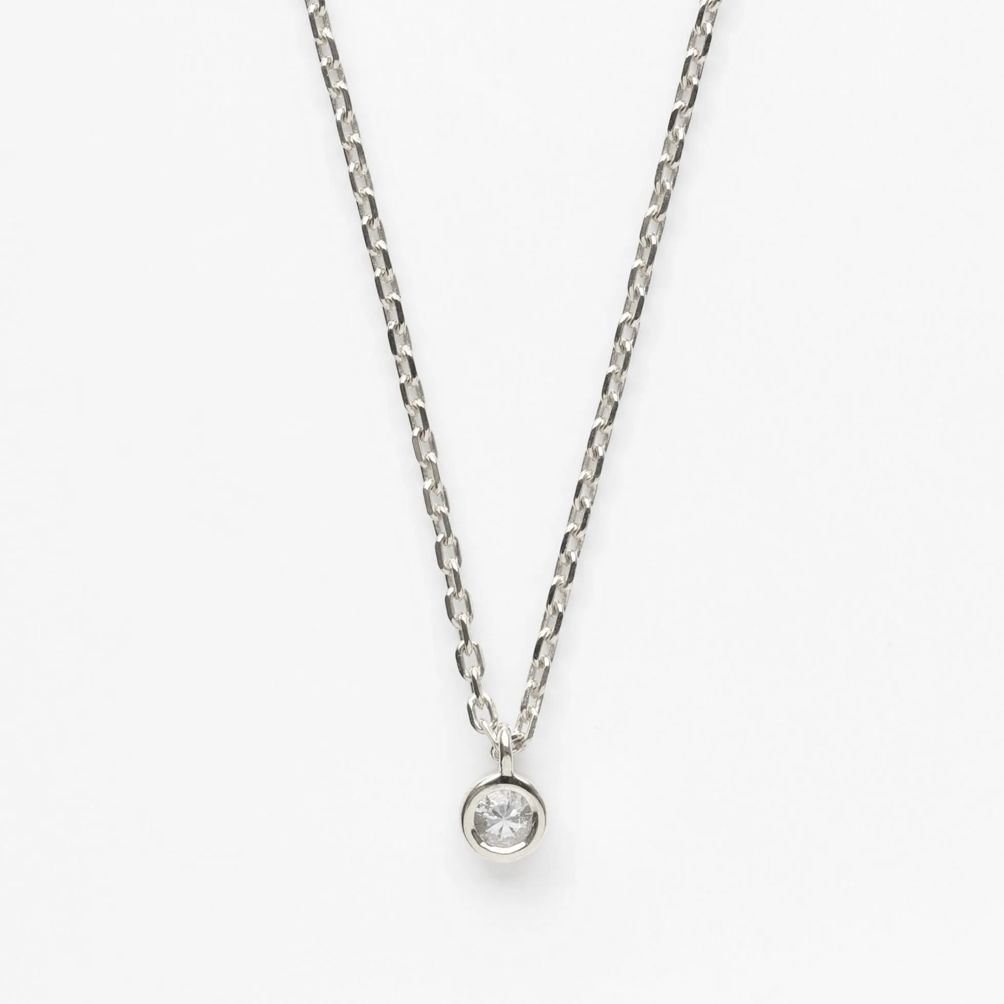 White Sapphire Solitaire Necklace