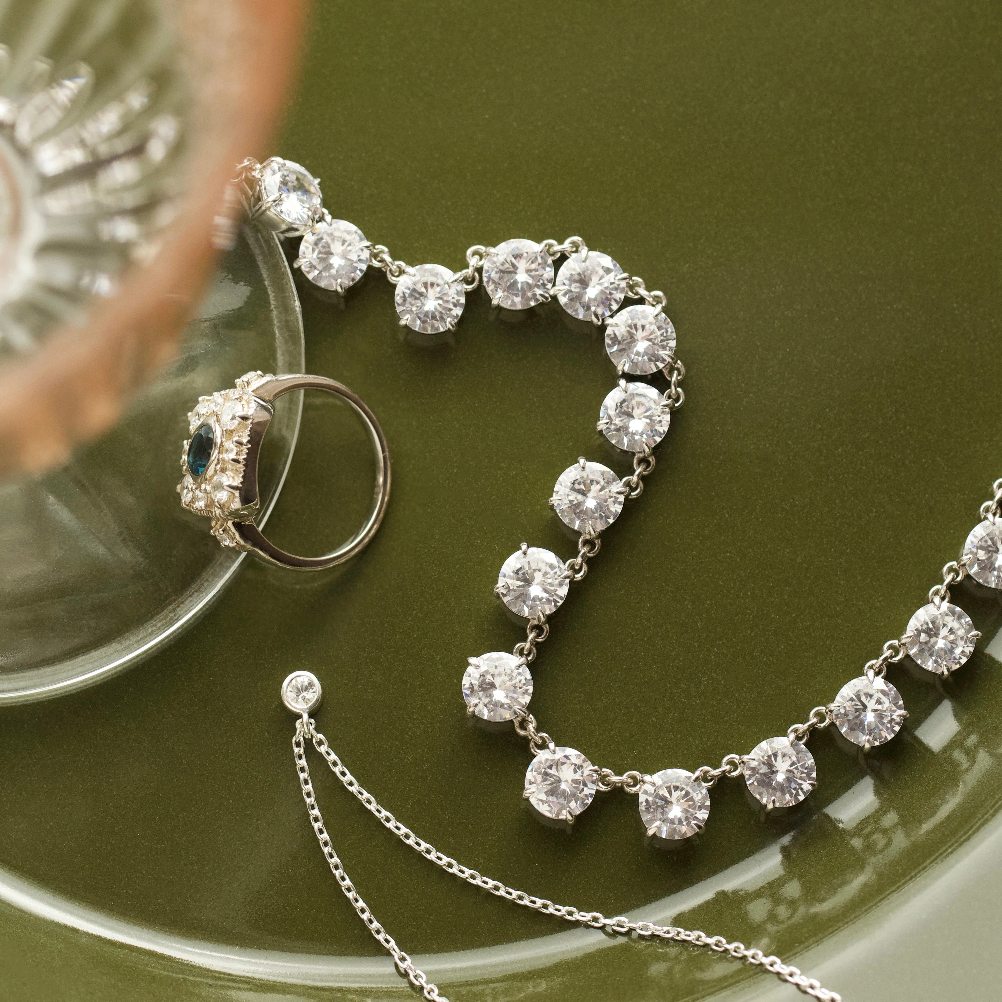 White Sapphire Solitaire Necklace