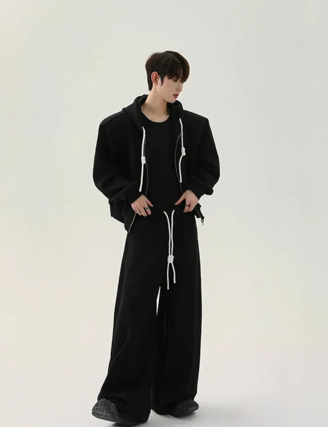 Wide-Leg Drawstring Sweatpants