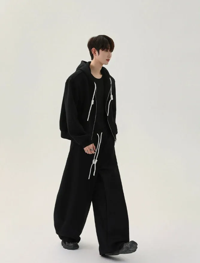 Wide-Leg Drawstring Sweatpants