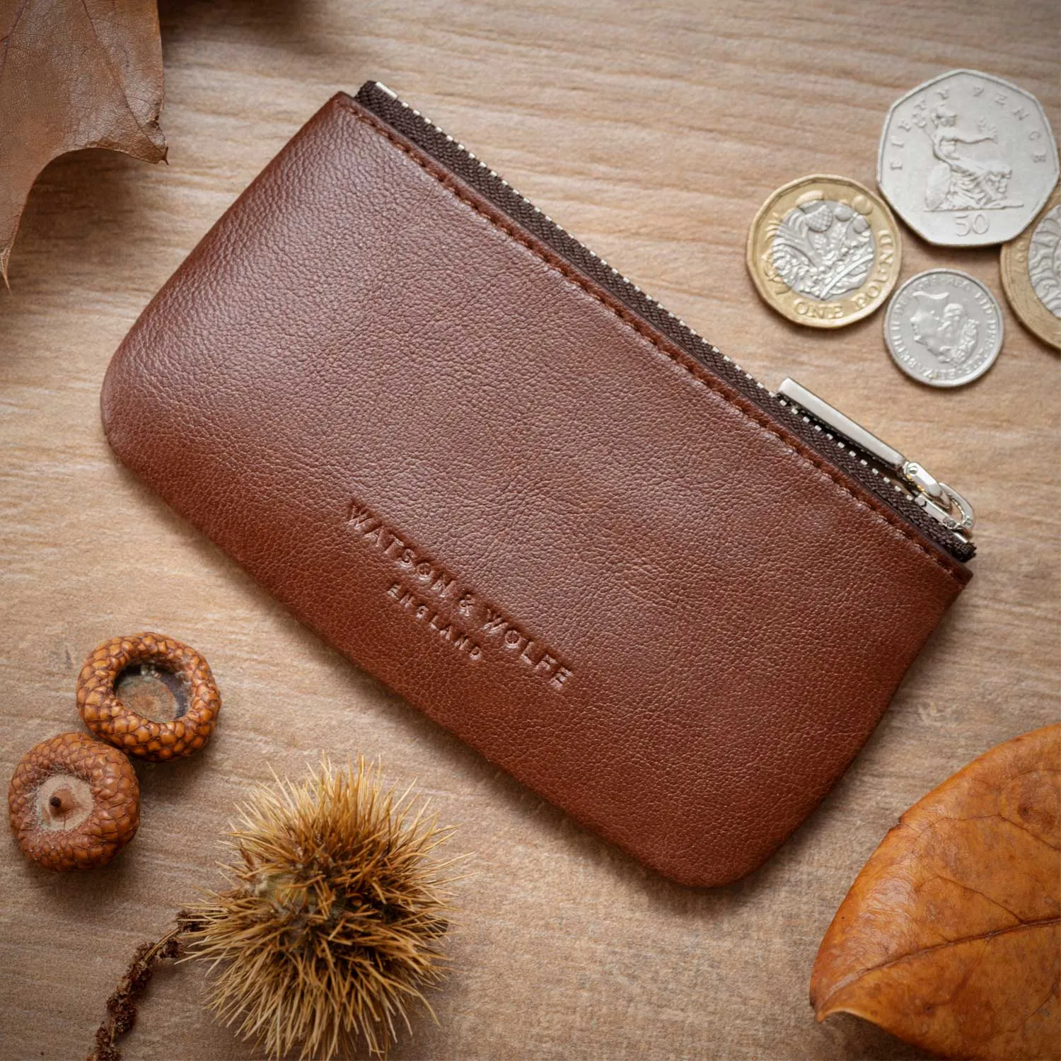 Zipped Vegan Leather RFID Protective Card, Coin & Key Case | Oakbark