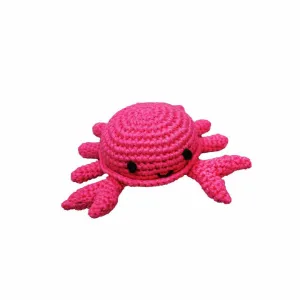 Zubels Crab Hand Crochet Rattle in Magenta
